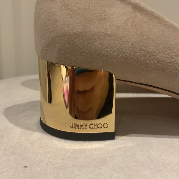 NWOB Jimmy Choo Jessie block heel pump antique rose ( beige ) 39 1/2 - Picture 3 of 10